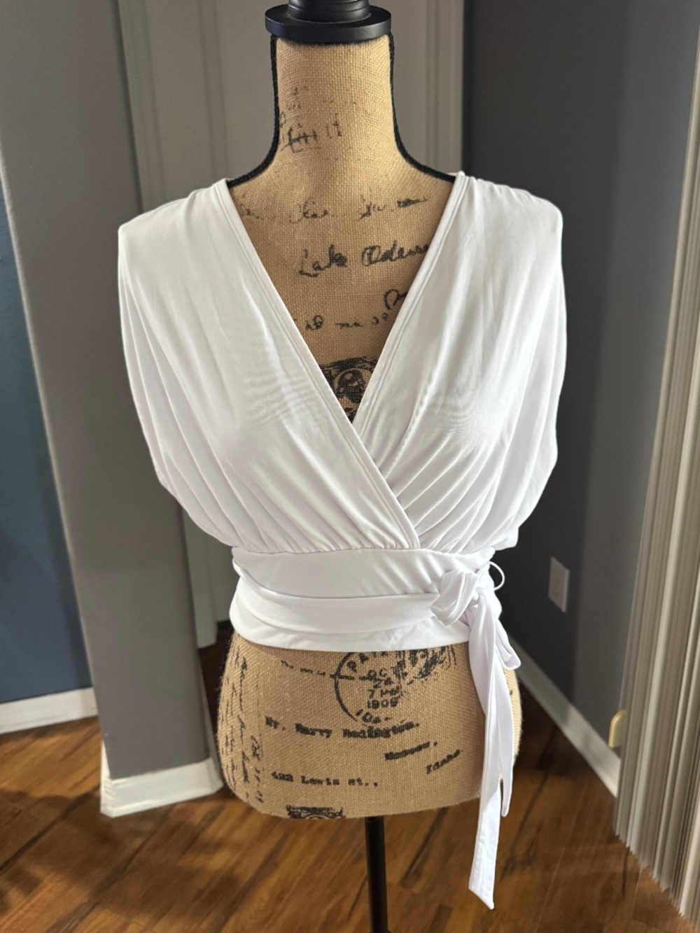 Express White Wrap Tie Crop Top Open Back Medium